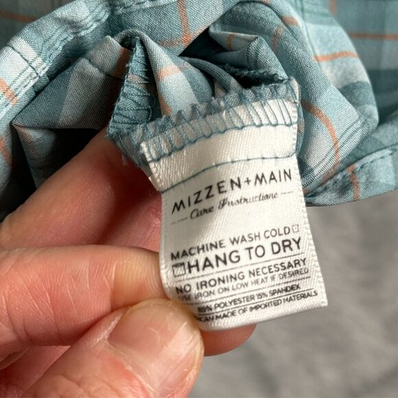 Mizzen and Main Shirt Mens XL Green Check Plaid Trim Fit Short Sleeve Golf - Picture 5 of 9